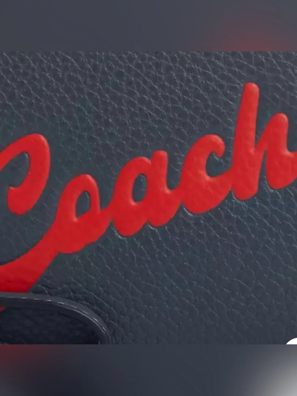 Coach Corner Zip Leather Wristlet NWT Navy with Red LOGO Script Accent